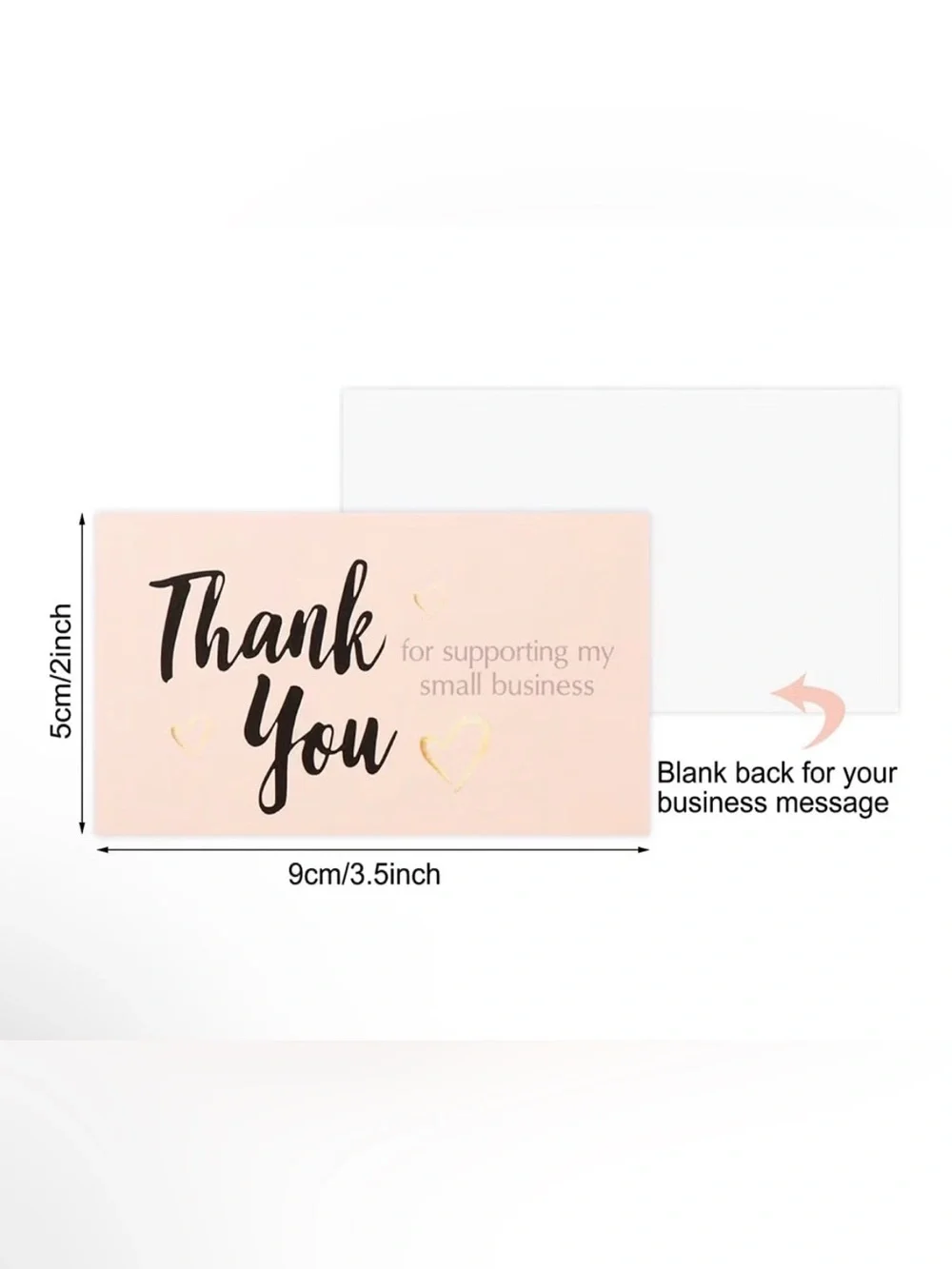 Thank You Card with Gold Hearts - Set of 50